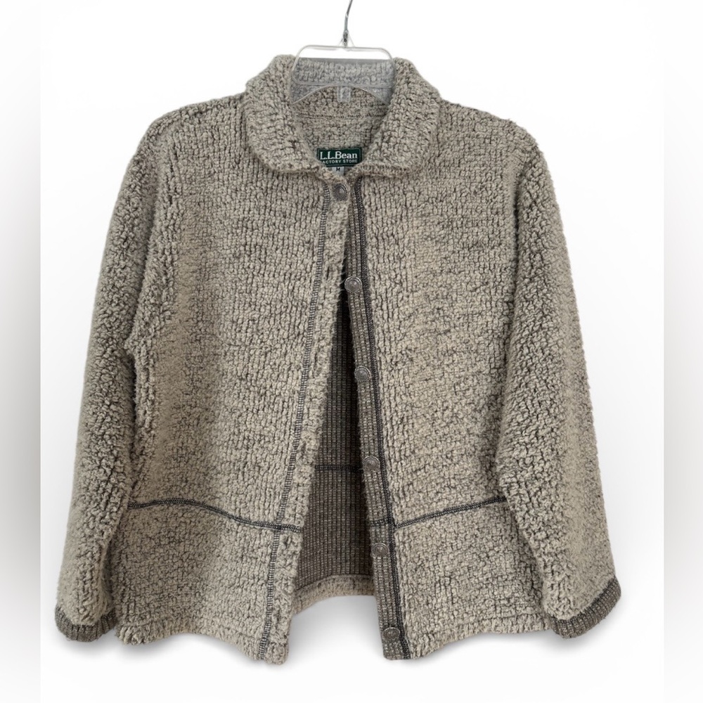 L.L. Bean Women's Brown and Cream Teddy Sherpa Jacket